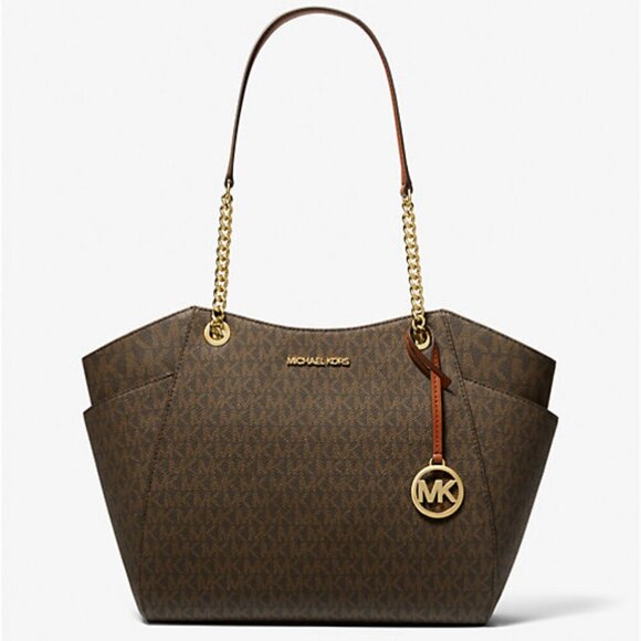 💼 MICHAEL KORS JET SET LARGE SIGNATURE LOGO SHOULDER BAG - BRAND NWT 💼 - Picture 1 of 12